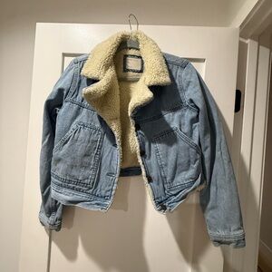 ASOS Light Blue Denim Jacket with Cream Sherpa Collar